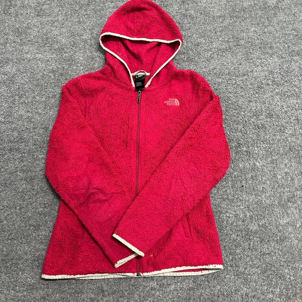 The North Face Hoodie Womens Size S Pink High Pile Fleece Full Zip Outdoor Warm